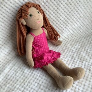 Manhattan Toy Plush Doll in Pink Polka Dot Dress Embroidered Features